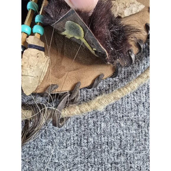 Native American Style Dream Catcher Leather Fur Decor Tribal Wall Art - Picture 6 of 8